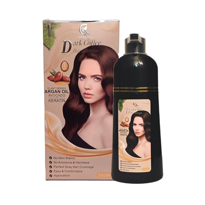 Hair Color Shampoo (Dark Coffee) ? Argan Oil Avocado &amp Keratin | No Ammonia | Perfect Grey Coverage | Hair Moisturizing &amp Nourishment | Easy At-Home Application