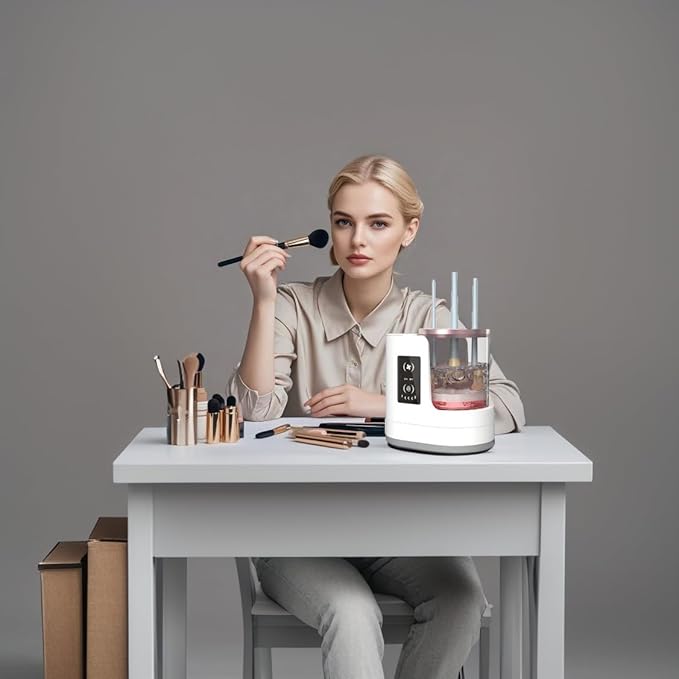 Makeup Brush Cleaner 3 in 1 Electric Makeup Brush Cleaner and Dryer Automatic Makeup Brush Cleaner Machine with Multi-Hour Drying Settings Portable Design for All Makeup Brush Types