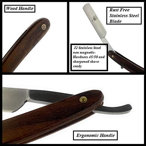 G.B.S Men Professional Shaving Kit Box- Rust Free Stainless Shaving Razor with Wooden Handle Wooden Soap Bowl Shaving Brush Leather Strop - A Full Package for Men?™s Shaving