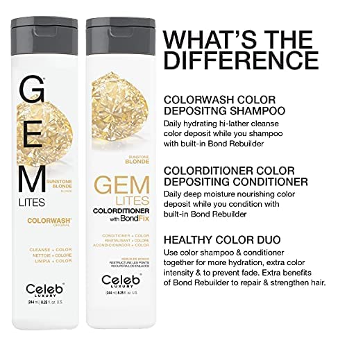 Celeb Luxury Color Depositing Conditioner - Color Refresher with Bondfix Bond Rebuilder Viral and Gem Lites Pairs with Colorwash