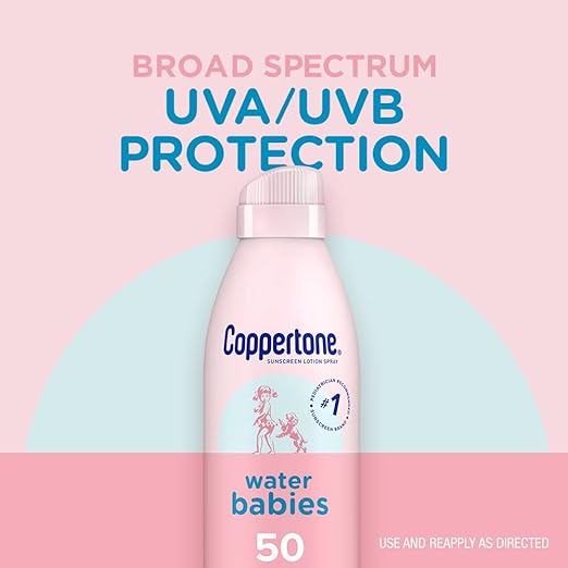 Coppertone WaterBabies Baby Sunscreen Spray SPF 50 Spray On Sunscreen for Babies Water Resistant 6 Oz Pack of 3