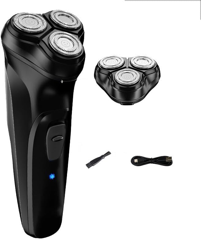 Head Shaver for Men Electric Face Shaver Razor for Men 3D Floating Blade Washable USB Rechargeable Shaving Beard Machine (Color : Black)