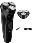 Head Shaver for Men Electric Face Shaver Razor for Men 3D Floating Blade Washable USB Rechargeable Shaving Beard Machine (Color : Black)