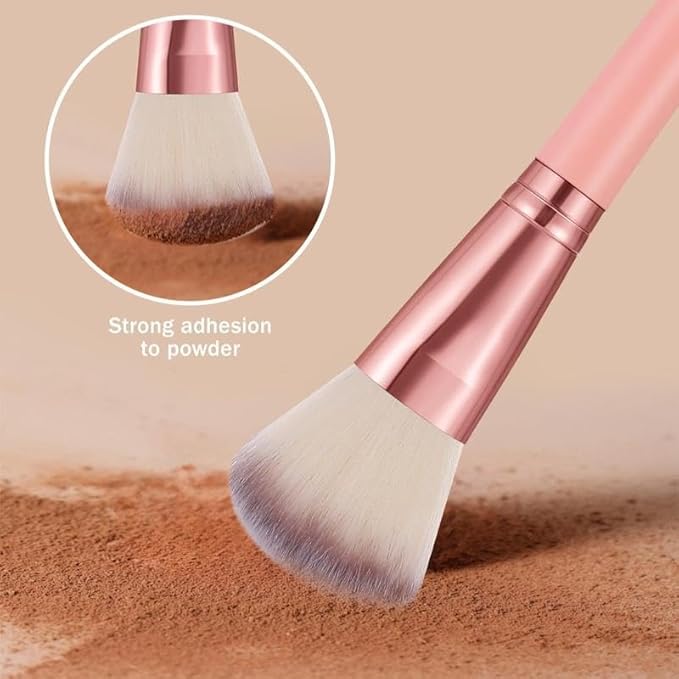 Pink Makeup Brushes Set Professional 56Pcs with Case Premium Synthetic for Foundation Concealer Blush Eyeshadow Powder Contour Makeup Brush Kit Face Eye Make up Brushes &amp Tools