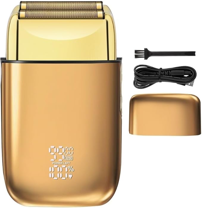 Men's Shaver Shaving Machine Men Electric Shaver Hair Clipper Rechargeable Metal Housing Pro Electric Shaver for Men Electric Home(Golden)