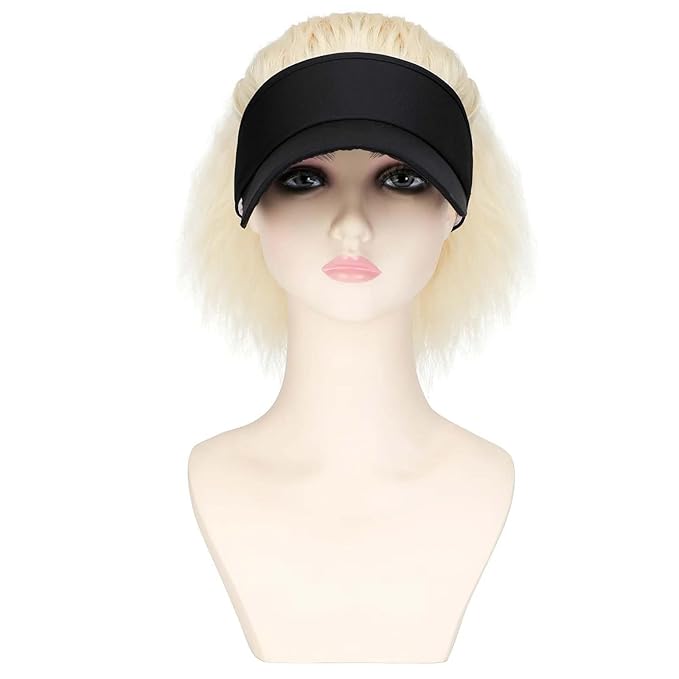 Women's Baseball Hat Wig Visor Hat Wig Wool Short Curly Hair Wig Ponytail Braid Wavy Wig Synthetic Hair Extensions