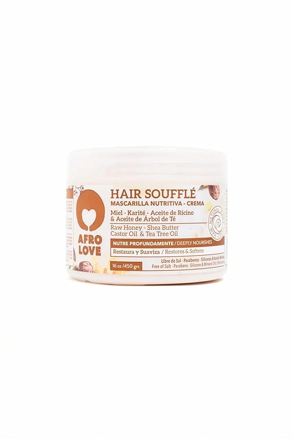 Afro Love Hair Souffl? 16 oz ? Deep Moisturizing Hair Mask with Raw Honey Shea Butter &amp Castor Oil ? Intense Hydration &amp Repair for Curly Kinky and Coily Hair ? Sulfate &amp Paraben-Free
