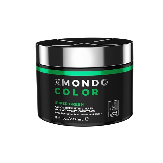 XMONDO Color Super Green Depositing Mask &amp Semi-Permanent Green Dye | Infused with Bond Booster Technology &amp Hyaluronic Acid for Nourishment Revitalization &amp Repair Vegan Formula 8 Fl O