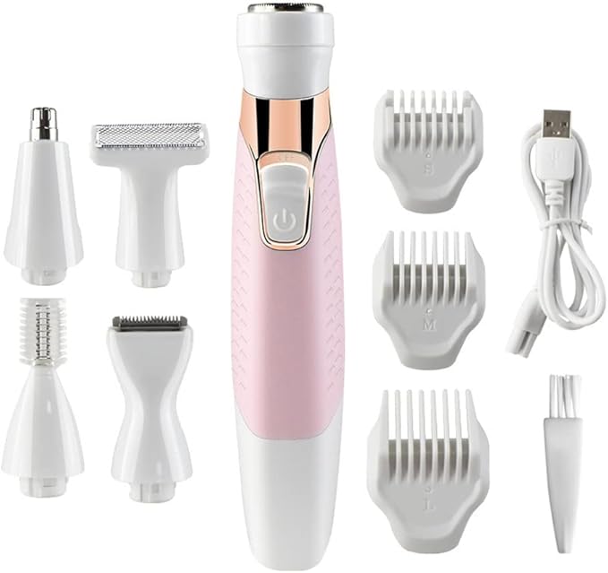 Electric Lady Shaver 5-in-1 Painless Electric Razor for Women Bikini Trimmer Women Body Hair Removal for Legs Arms Underarms Face Eyebrow and Bikini