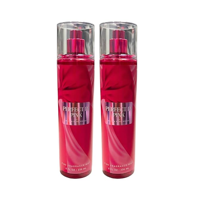 Bath &amp Body Works PERFECT IN PINK Fine Fragrance Mist 2-piece Gift Set with a Blue Bow for Holidays ? Full Size