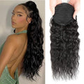 26 Inch Drawstring Human Hair Ponytail Extension Natural Black for Women Water Wave Pony tail Clip in Extensions Corn Wave Ponytail 100% Unprocessed Brazilian Human Hair