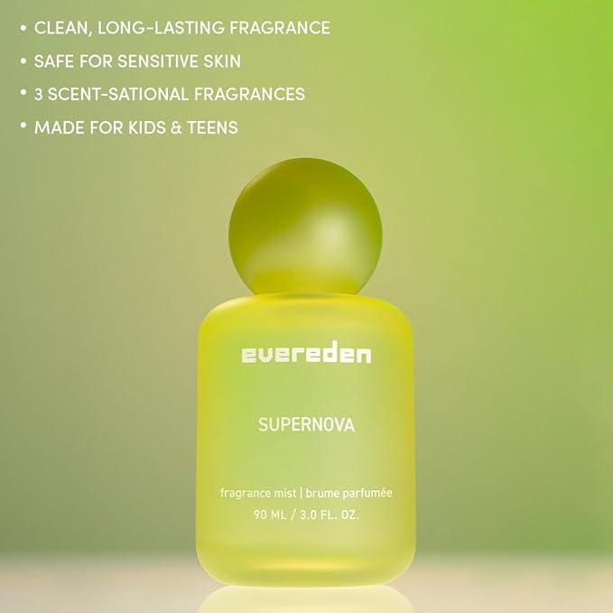 Evereden Fragrance Hair and Body Mist Bundle of 3: Clean &amp Vegan Collectible Hair and Body Spray for Teen Girls Set - Amplify Your Self-Expression with Iconic Scents in Aesthetic Bottles