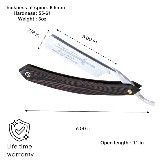 Shave Ready Straight Razor - Straight Edge Razor with Wenge Wood Scale &amp Sheath ? Sharp High Speed Steel Straight Edge Razors for men Classic Barber Accesories
