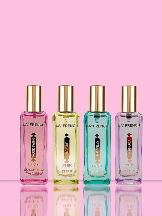 LA' French Niche Edition Luxury Perfume Gift Set 4 | Extra Long Lasting Fragrance | Eau De Parfum Scent | Euphoria | Mood Swing | Happiness | Invoke | Unisex Gift Set (20 Ml (Pack Of 1))