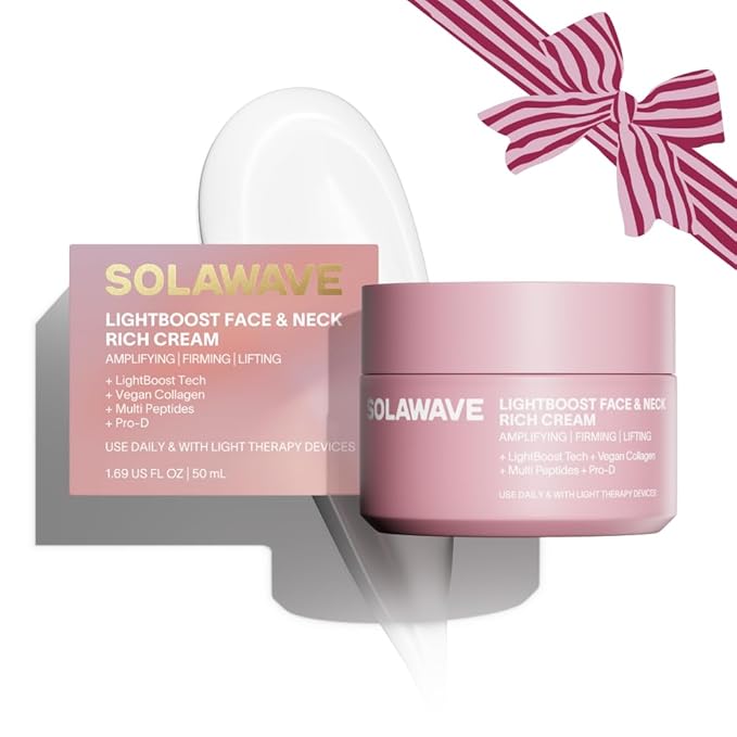 Solawave LightBoost Rich Cream for Face &amp Neck | Boosts Effects of Red Light Therapy | Daily Anti Aging &amp Skin Firming Moisturizer | Reduces Appearance of Fine Lines &amp Wrinkles Increases