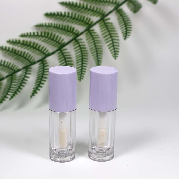 COSIDEA 30pcs Pruple Empty 6ml 0.2oz Lip Gloss Tubes with Big Doe Foot WandRound Lipgloss ContainersConcealer Tube Cosmetic Packing Container Bulk Wholesale