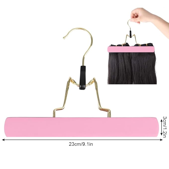 Silk Hair Extension Storage Bag Portable Satin Wig Bags Storage Bags with Hanger for Hairpieces Wooden Hanger Carrier Satin Bags for Wigs Hair Display
