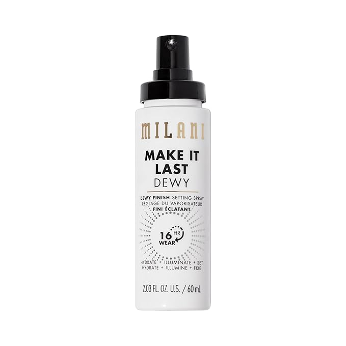 Milani Setting Spray + Primer Make It Last Original - Natural Finish with Niacinamide for Hydration &amp Make It Last Dewy - Dewy Finish Moisturizing Formula for Glow on the Go - 2 Pack