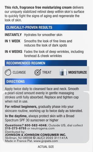 Neutrogena Rapid Wrinkle Repair Retinol Face Moisturizer Fragrance Free Daily Anti-Aging Face Cream with Retinol &amp Hyaluronic Acid to Fight Fine Lines Wrinkles &amp Dark Spots 1.7 oz