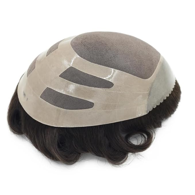 Mens Toupee Human Hair Pieces Durable Hair Replacement Systems for Men Wigs Fine Mono Hair Unit Bond #3