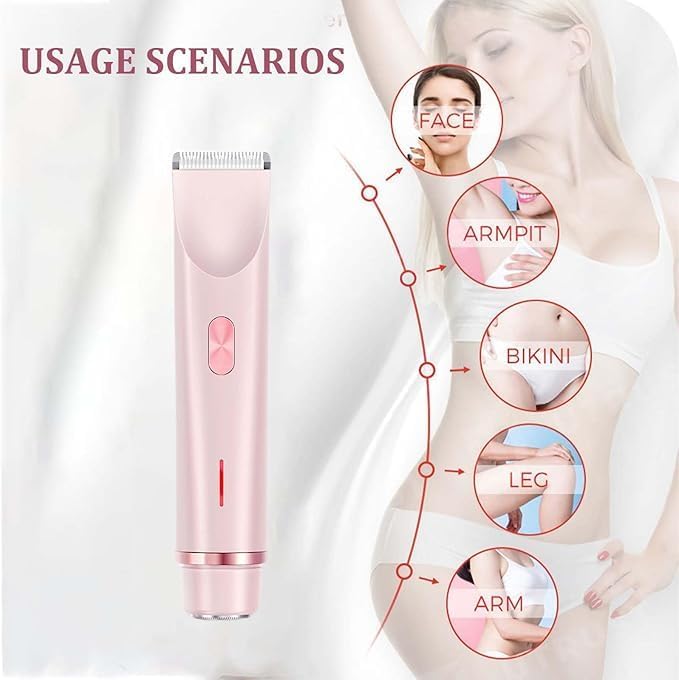 IUI Beauty Shaver IUI Beauty Electric Shaver 2-in-1 Painless Bikini Hair Trimmer Gentle &amp Safe on The Go Smooth and Painless IPX7 Waterproof Dual-Head Design Wet &amp Dry Use Leafverve(Pur
