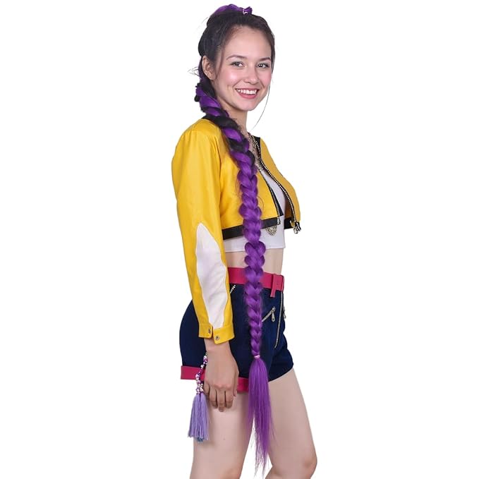 48 Inches Extra Long Fluffy Purple Hair Extensions for Halloween Costume (300g)