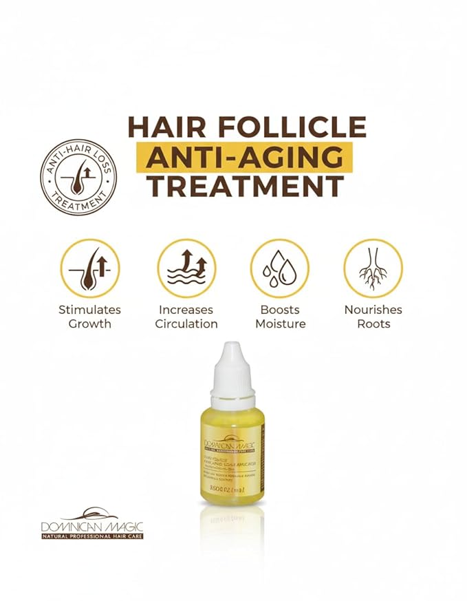 Dominican Magic Hair Follicle Anti-Aging Scalp Applicator Ampoule | Ampolla ? Strengthening Leave-In Treatment for Thinning Hair &amp Dry Scalp ? Enriched with Aloe Vera &amp Botanical Extracts ? 12