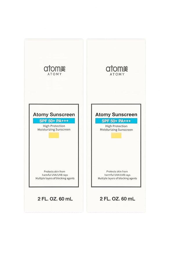A.t.o.m.y Sunscreen SPF 50+ PA+++ High Protection Moisturizing 2 FL OZ UVA/UVB Protection Beige 2ea