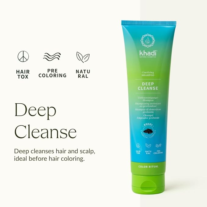 KHADI DEEP CLEANSE Ayurvedic Clarifying Shampoo - Intensive clarifying deep cleansing of hair &amp scalp - 100% natural &amp silicone-free - 5 fl oz