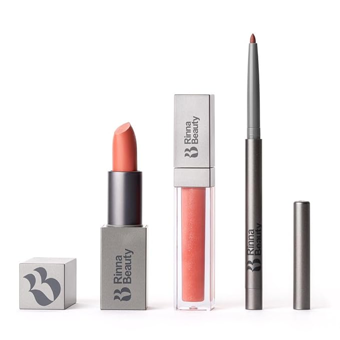 Rinna Beauty Lip Kit - Call Me Coral - All-in-One Lip Kit Includes Lipstick Lip Gloss and Lip Liner - Vegan Long-Lasting Anti-Aging &amp Moisturizing Cruelty-Free - 1 each