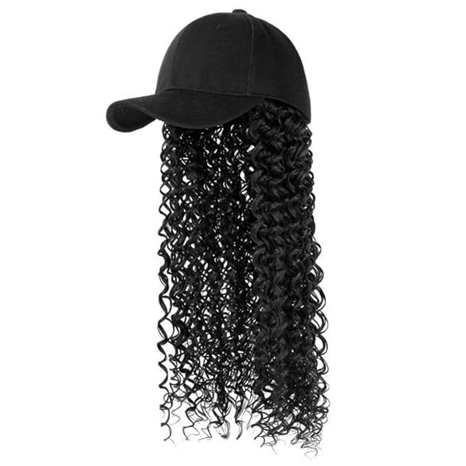 baseball cap wigs for women Extensions Adjustable Wig Hat Attached African Kinky Curly Hairpiece for Woman Girl Hair Synthetic Wavy Extensions
