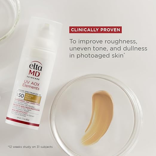 EltaMD UV AOX Elements Tinted Mineral Face Sunscreen Lotion Tinted Moisturizer for Face SPF 50 with Antioxidants For Dry Sensitive Skin 1.7 oz Pump