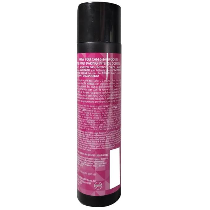 Watercolors by Tressa INTENSE 3-in-1 Color Depositing Shampoo Semi Permanent Hair Color Hair Dye Shampoo for Curly Dry and Normal Hair 8 fl oz - PINK