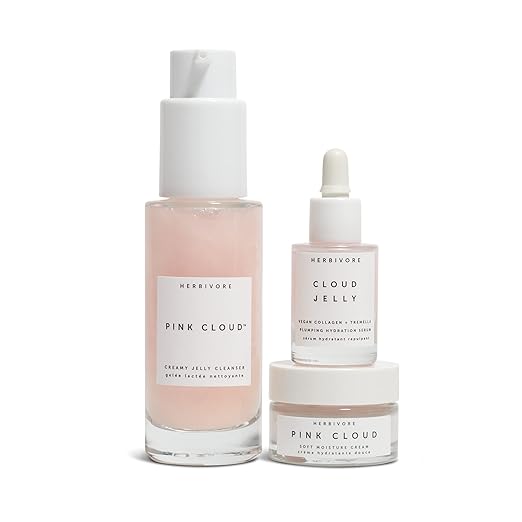 HERBIVORE Skin In The Clouds 3-step Plumping Hydration Gift Set | Cleanser Cream Serum | Plant -Based