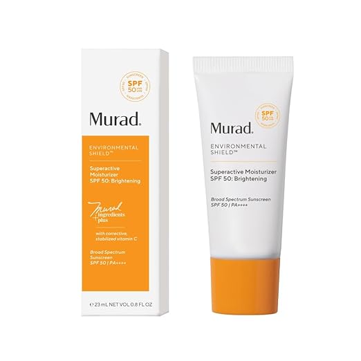 Murad Superdraft Brightening Moisturizer SPF 50 Travel - Vitamin C Packed Hydrating Ulta Sheer Facial Sunscreen W/Lipid-boosting Technology for Preventative Aging Protection from UVA/UVB (0.8 Fl Oz)