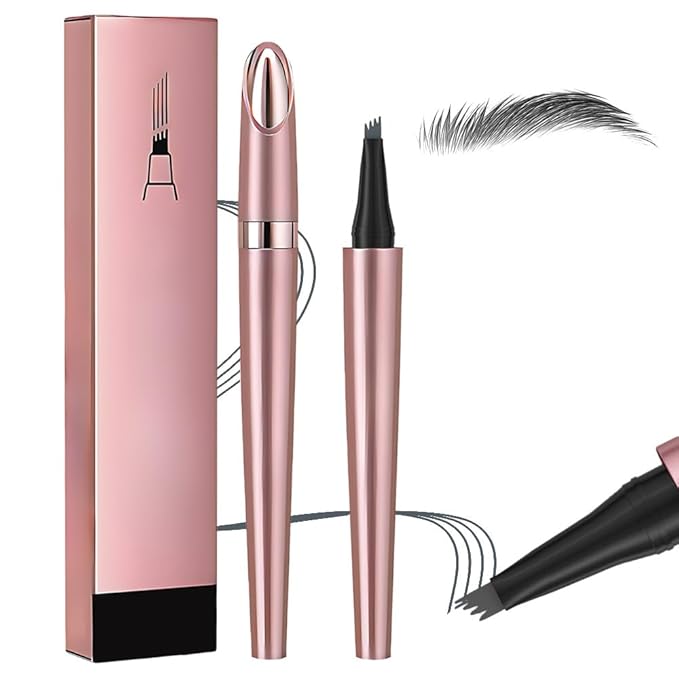 2026 New Microblading Eyebrow Pen Waterproof Eyebrow Pencil Eye Brow Pen with 4 Tip Premium Natural Magic Eyebrow Makeup Fine Stroke Contouring Pencil Long-Lasting Stay on All Day (Gray)