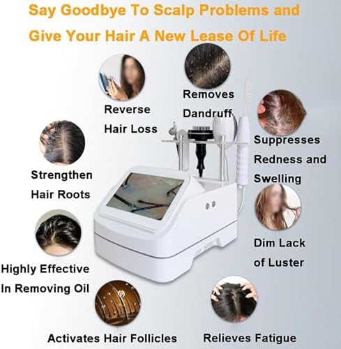 10 Inch Multifunctional Hair Analyzer | Scalp Detector &amp Follicle Tester | Moisture Oil &amp Flexibility Monitor | Ideal for Hair Loss Treatment (White)