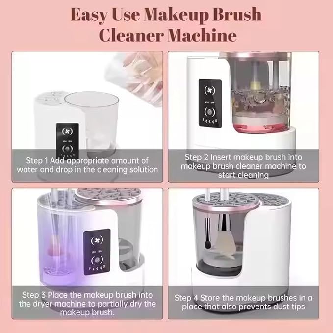 3 IN 1 Electric Makeup Brush Cleaner Machine With Makeup Brush Dryer-Holder-Portable Automatic USB Cosmetic Brushes Cleaner Tool for All Size Beauty Makeup Brush SetContour Eyeshadow Blush Brush