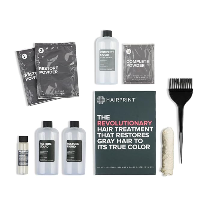 Hairprint True Color Restorer in Brown | Patented for Restoring Gray Hair | Replenishes Natural Pigment | Adds Body Strength &amp Texture | At-Home Treatment | Dye-Free &amp Non-Toxic