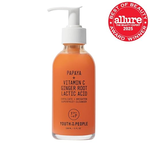 Youth To The People Superfruit Facial Cleanser - Papaya + Vitamin C Gentle Exfoliating Face Wash Cellular Skin Renewal with AHA + BHA Evens Skin Tone &amp Texture for Soft + Radiant Skin Sulfate-f