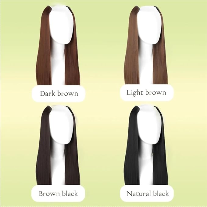 Synthetic Long Straight Hair Extension Piece Fashion Accessories Women's Clip Hair V-shaped Wig Piece(23324inches)