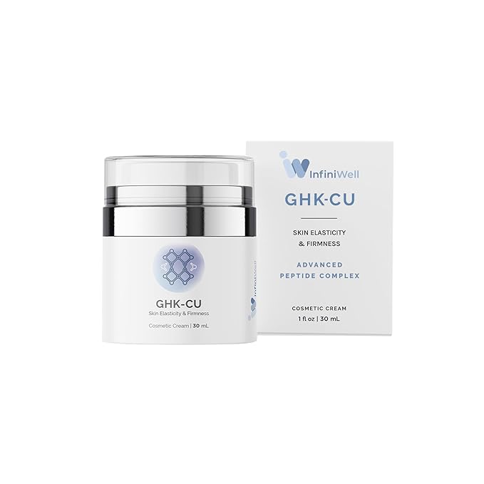 InfiniWell GHK-CU Peptide Serum - Anti Aging Serum for Face with Copper Peptide Complex - Visibly Smooth Fine Lines &amp Encourage Healthy Skin Hydration - Promote Collagen &amp Elastin Production