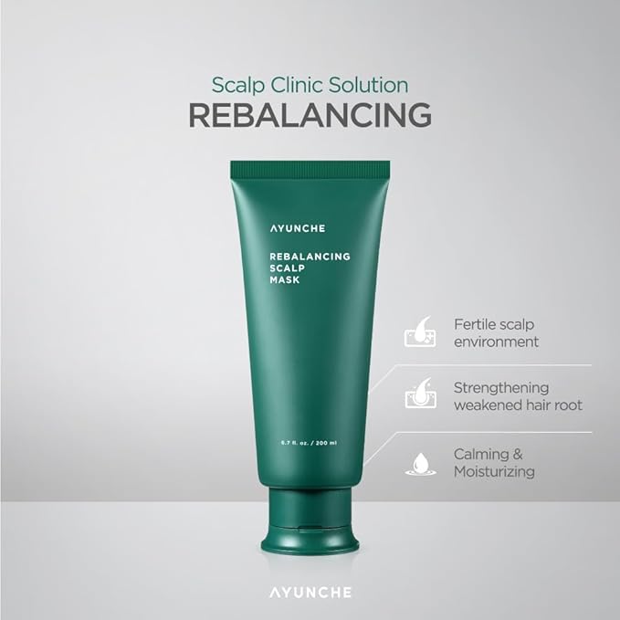 AYUNCHE Rebalancing Hair Mask 6.7 fl. oz. (200ml) [For All Hair Types] | Healthy &amp Strong Scalp and Hair Pack | Anti-Hair Loss Hair Treatment | Deep Conditioner | Korean Salon Brand