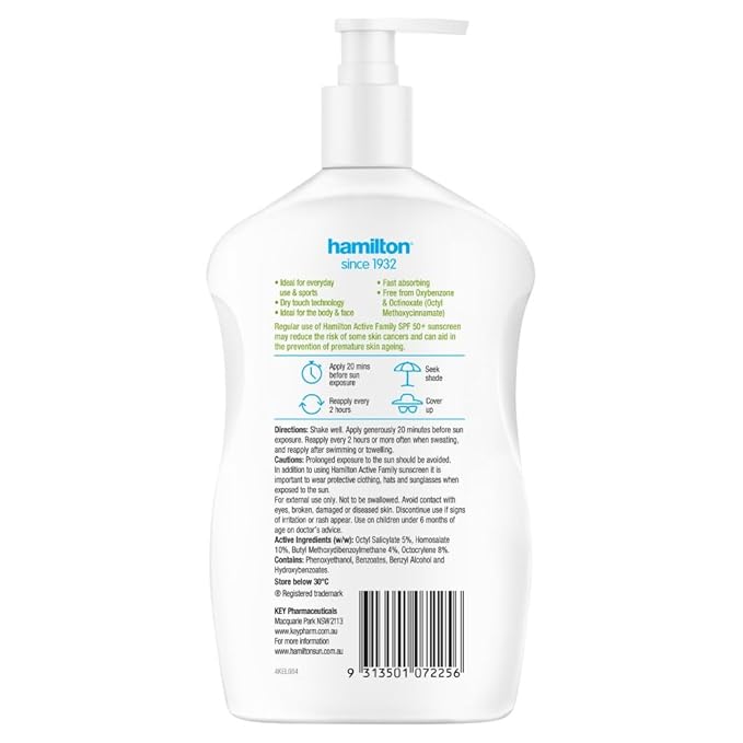 Hamilton Sun SPF 50+ active Family Lotion 500ml