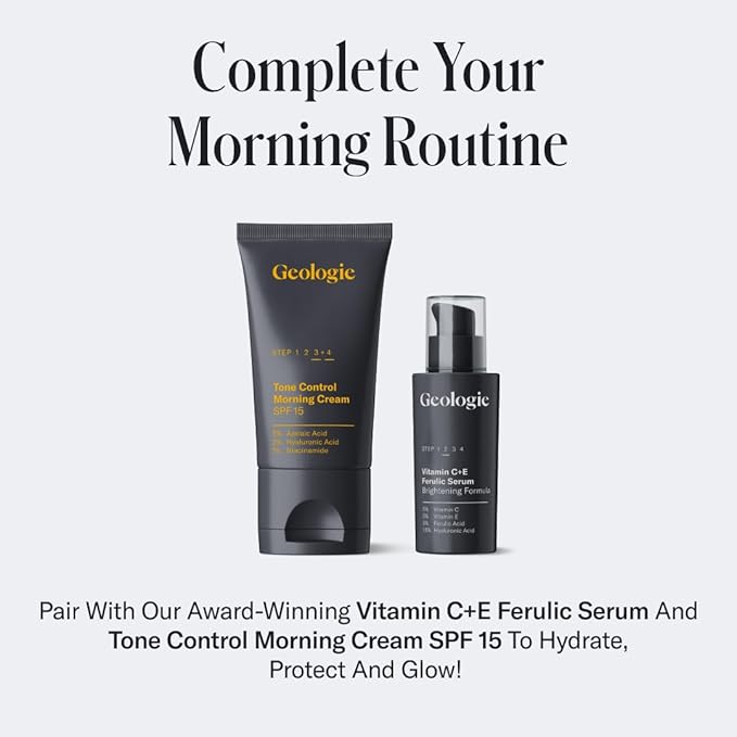 Geologie Tone Control Face Cream with SPF 15 | Brightening Moisturizer with Niacinamide Hyaluronic Acid &amp Azelaic Acid | Reduces Redness &amp Controls Oil | For Men &amp Women