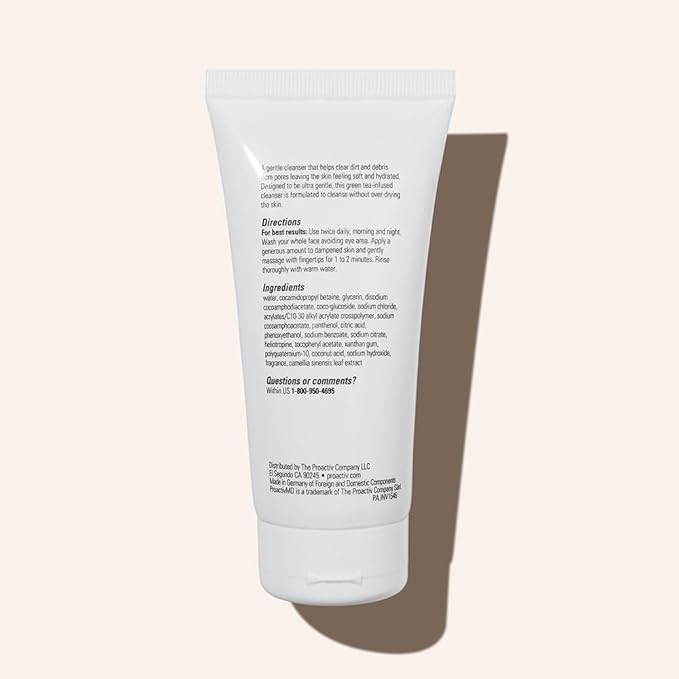 ProactivMD Ultra Gentle Face Cleanser - Daily Face Wash for Sensitive Skin Soothing Green Tea Facial Wash for All Skin Types - 6 oz.