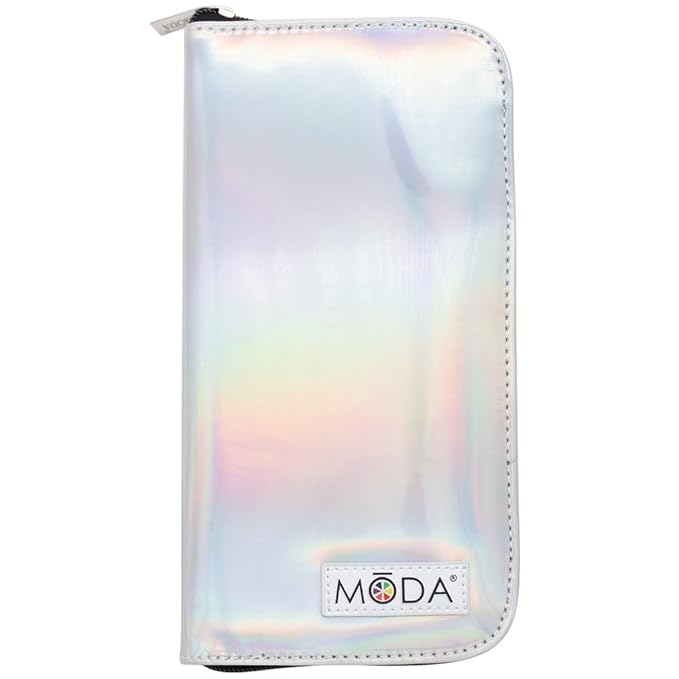 MODA Totally Electric Neon Orange Full Face Makeup Brush Kit ? 13pc Vibrant Brush Set for Face &amp Eyes with Zip Case