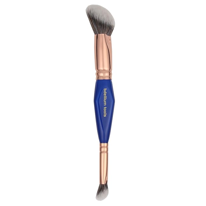 Bdellium Tools Professional Makeup Brush - Golden Triangle 969 Double-ended BDHD Phase II/Phase III - With All-Vegan Synthetic Fibers For Versatile Application and Blending (Blue 1pc)