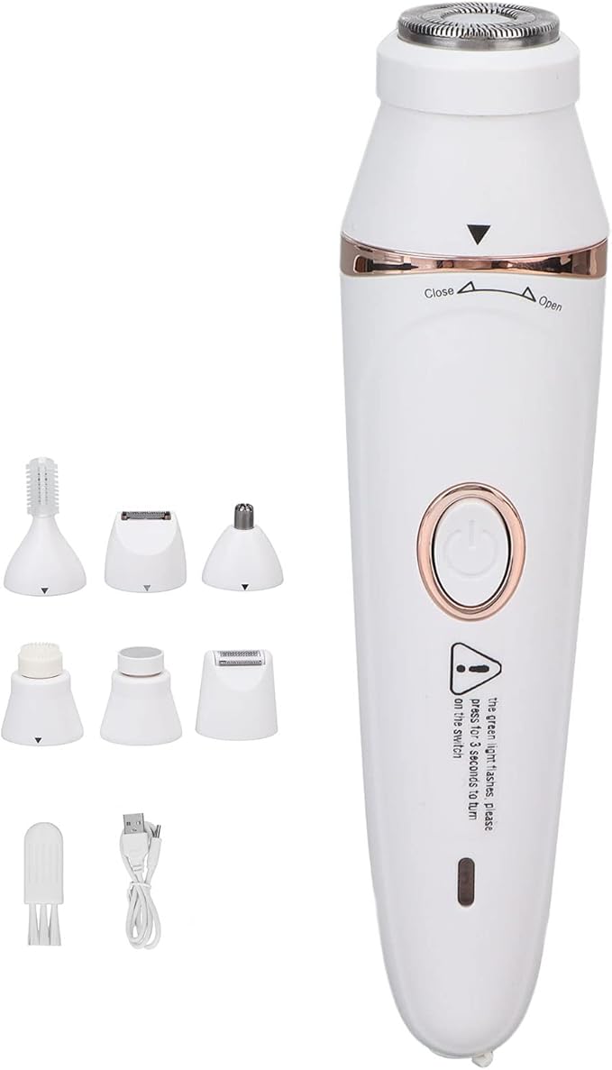 Pyhodi Essential Women Wet Dry Electric Shaver for Legs 3W Cordless Hair Removal Device Hair Trimmer 7 in 1 USB Whole Body Washable White Rechargeable Cordless Hair Clipper 300mAh
