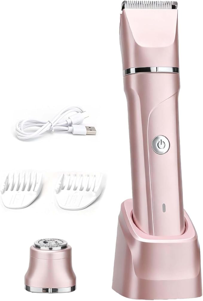Electric Razors for Women 2 in 1 Personal Groomer Bikini Trimmer for Women Cordless Dry/Wet Use Electric Shaver for Pubic Hair Armpit Facail Hair Removal Waterproof